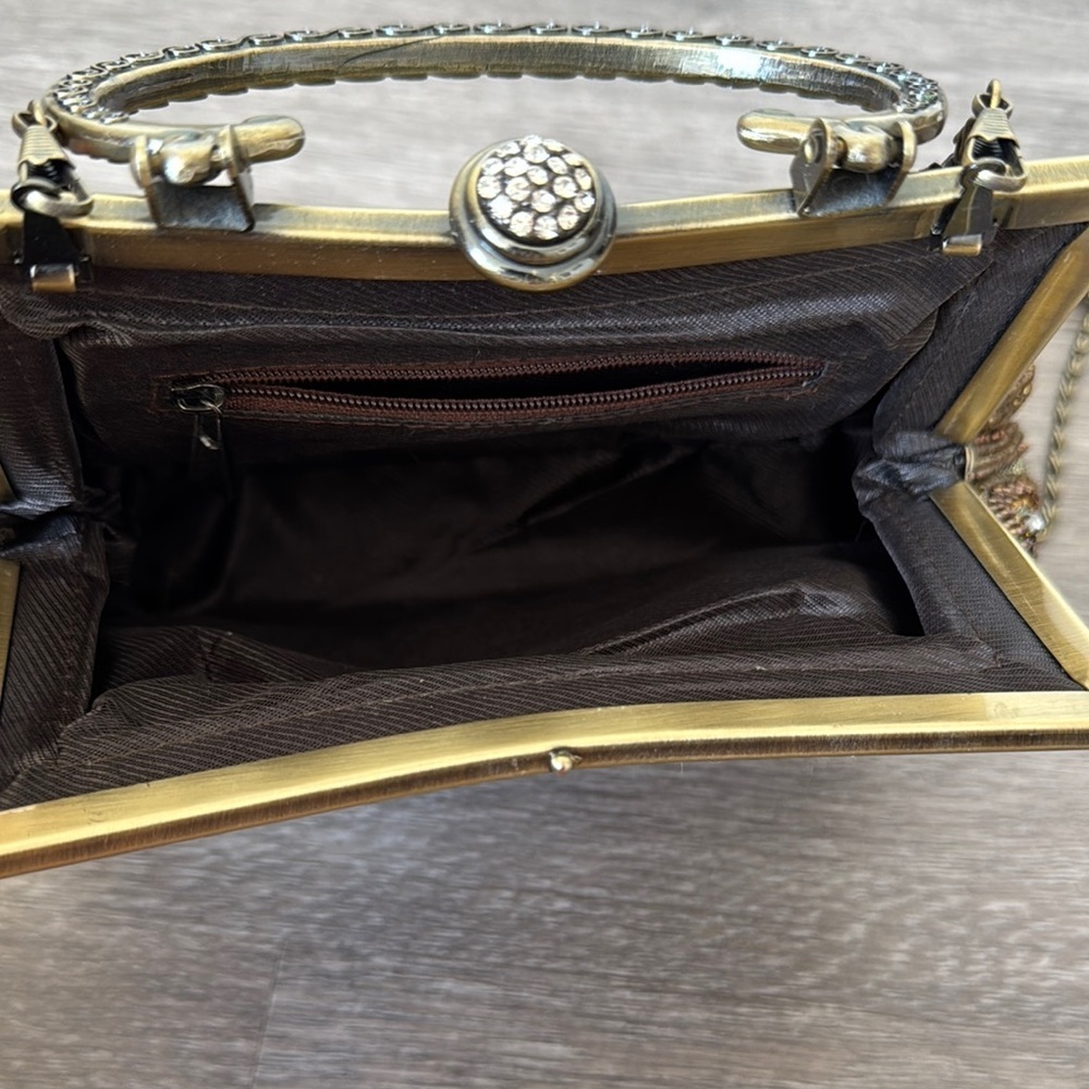 Beaded Handbag with Gold and Brown Accents - Picture 8 of 16